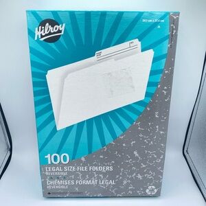 NEW 100 Pack Hilroy Legal Size File Folders Organizers Reversible